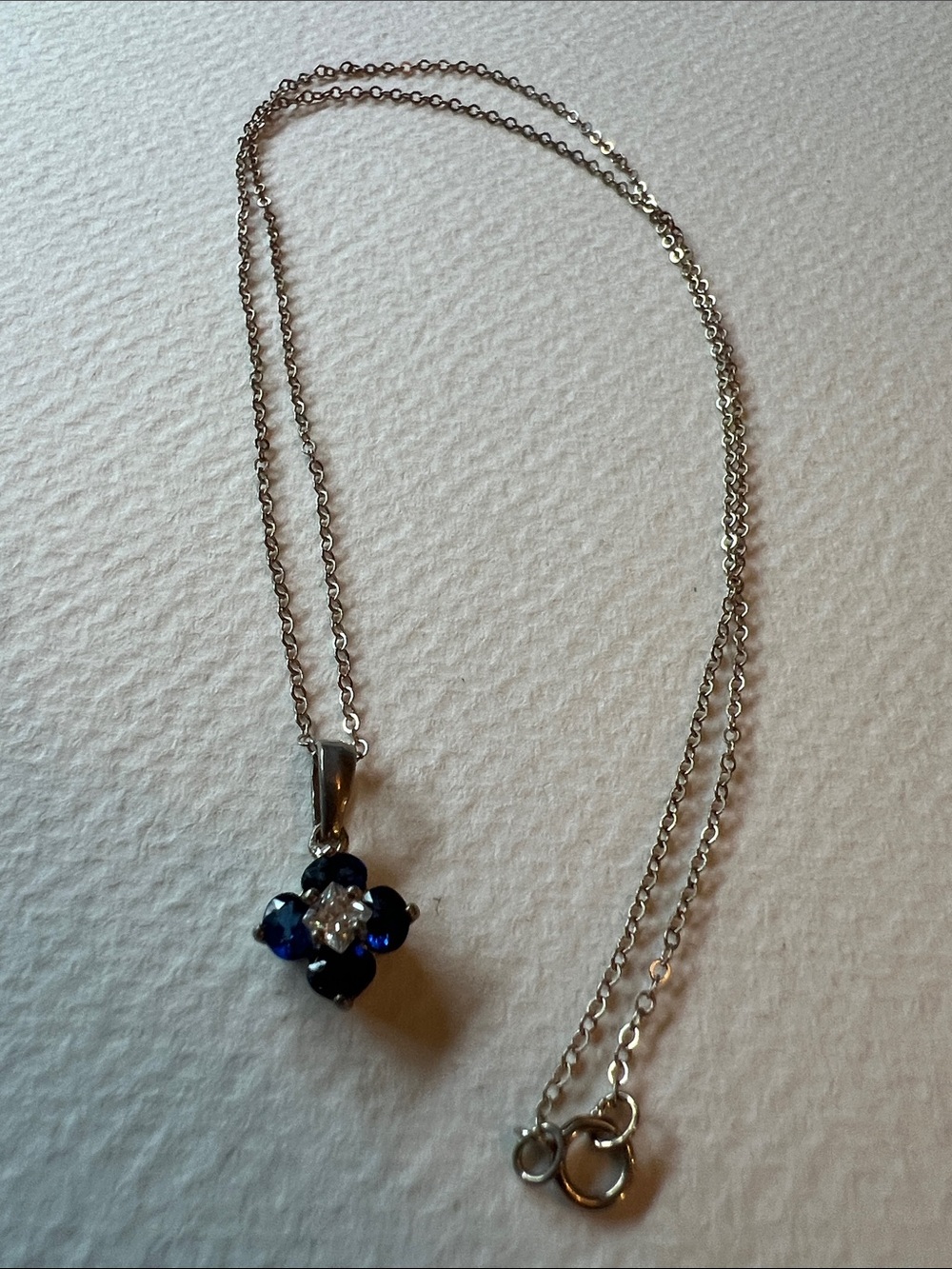 Sterling Silver Blue Cluster Pendant Necklace